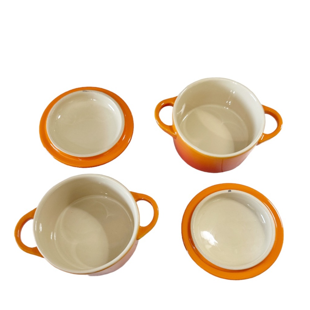 NEW HTF Le Creuset FLAME Mini Cocotte Set/2 - Picture 4 of 7